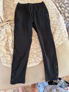 CAbi Black Ankle Button-Tab Slim Pants